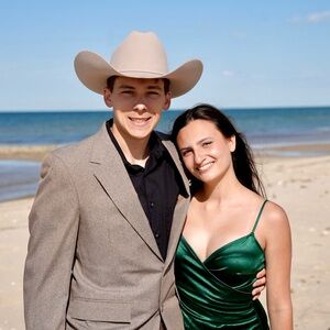 Women’s green prom dress